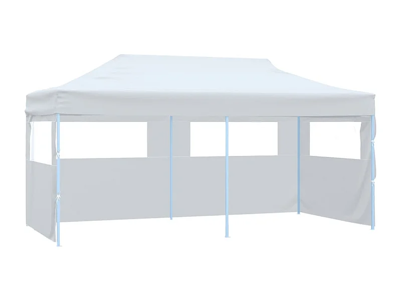 Tente de réception pliable avec parois 3 x 6 m Acier Blanc
