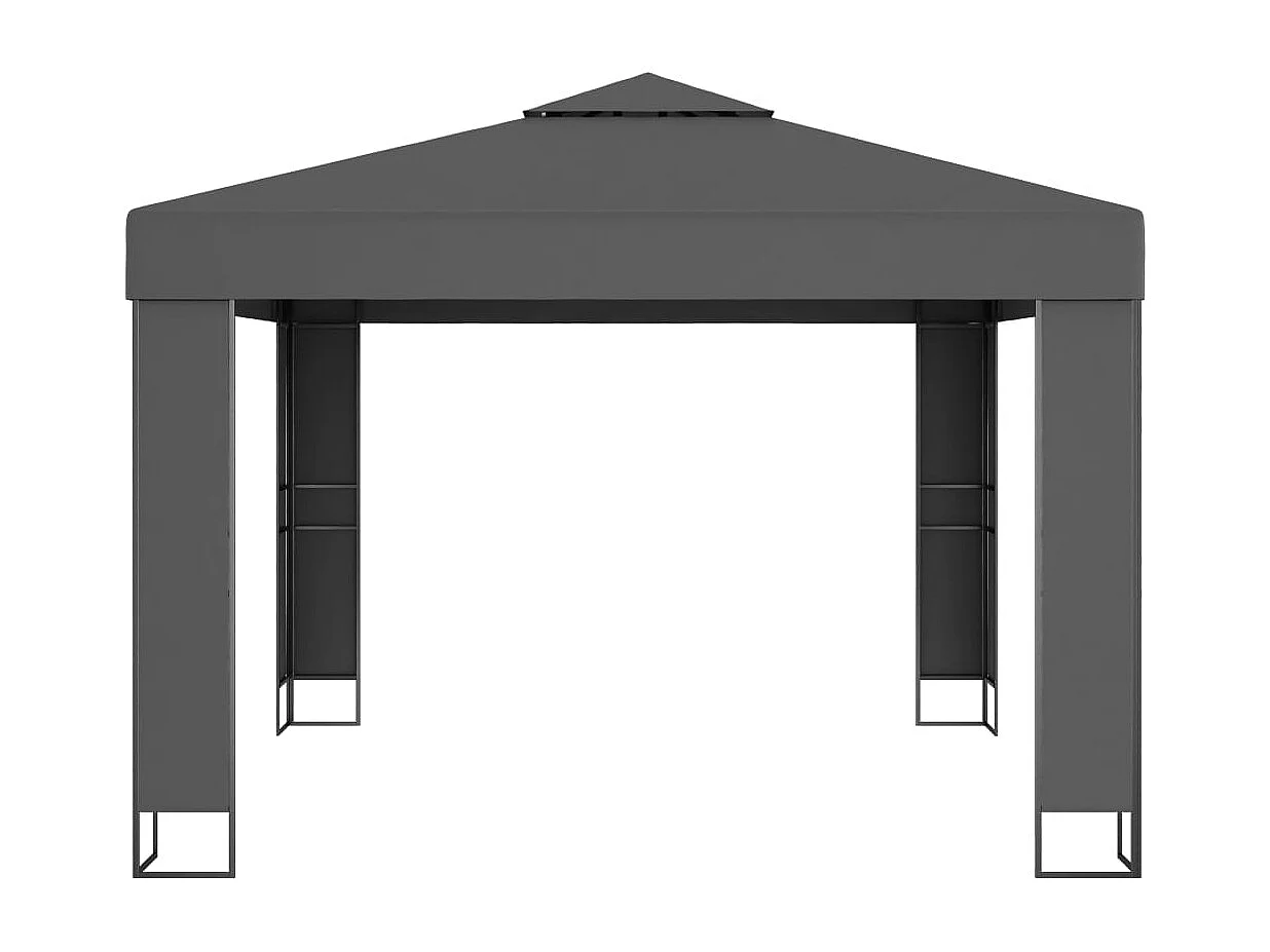Gazebo con Tetto Doppio 3x3 m Antracite
