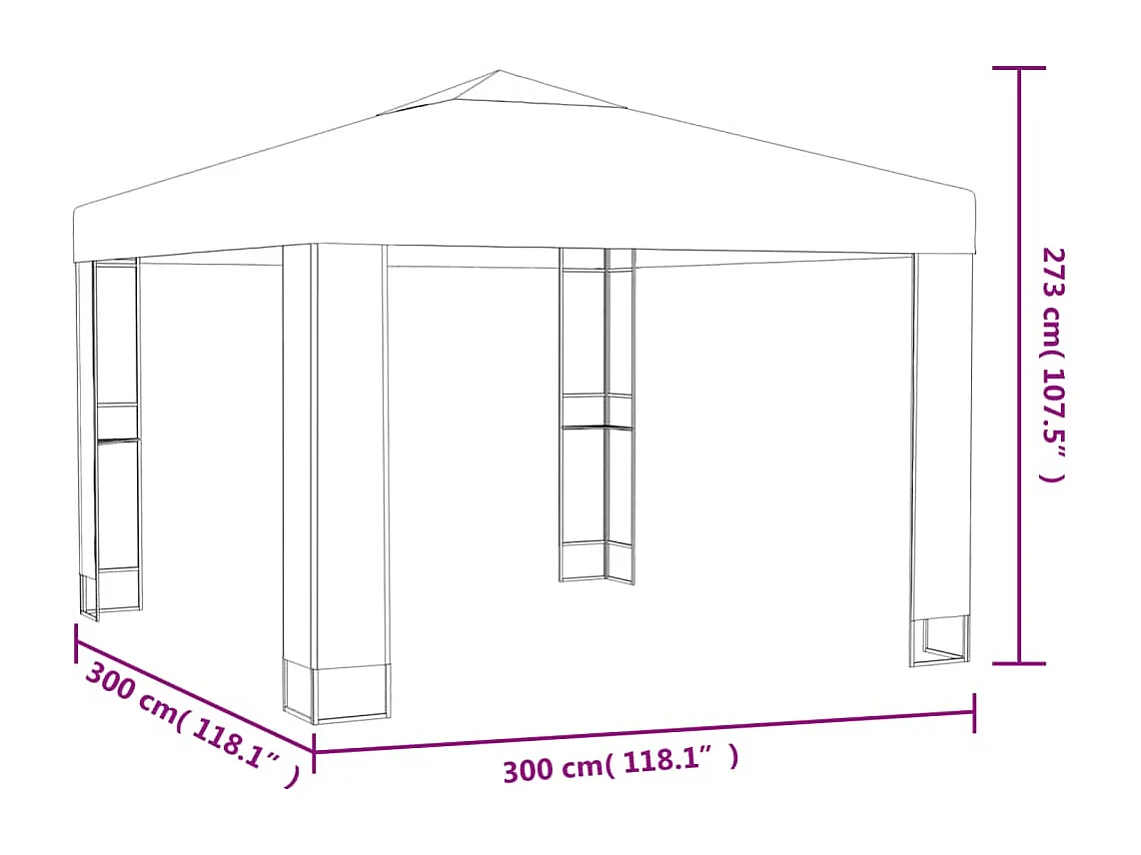 Gazebo con Tetto Doppio 3x3 m Antracite