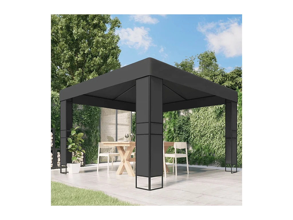 Pavillon mit Doppeldach 3 x 3 m Anthrazit