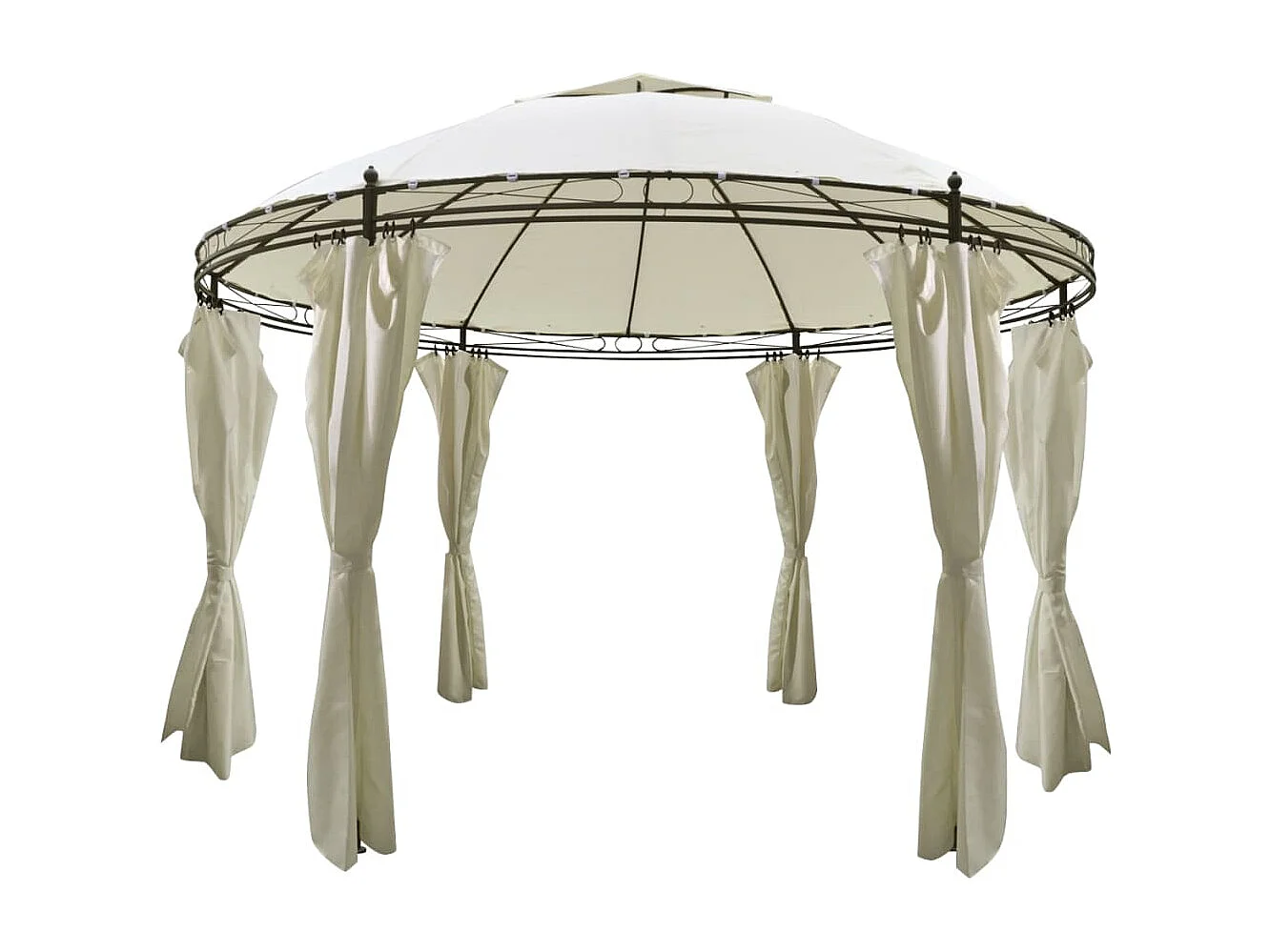 Tonnelle ronde avec rideaux 3,5 x 2,7 m