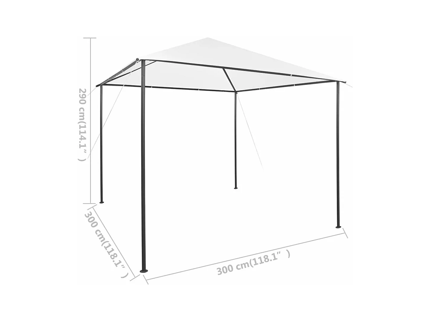 Tonnelle 3x3x2,9 m Blanc 180 g/m²