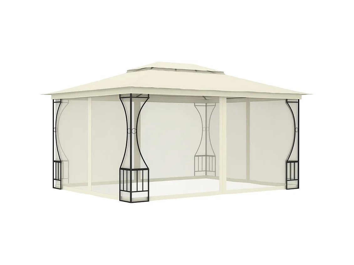 Pavillon mit Netz 300x400x265 cm Creme