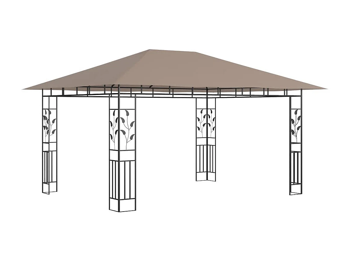 Gazebo c/ rede mosquiteira 4x3x2,73m 180 g/m² cinza-acastanhado