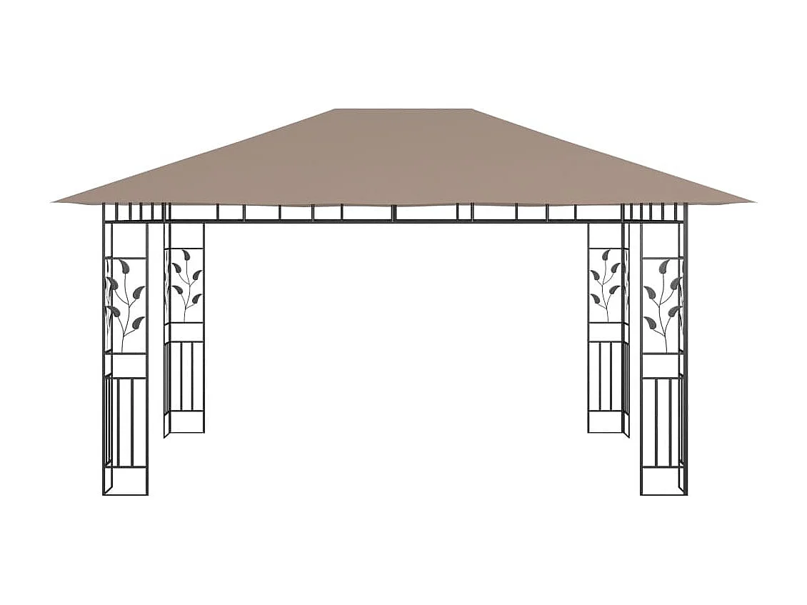 Gazebo c/ rede mosquiteira 4x3x2,73m 180 g/m² cinza-acastanhado