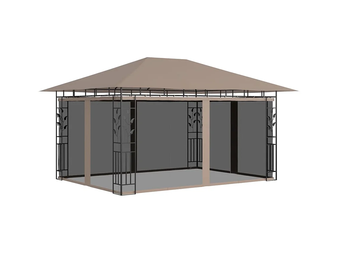 Belvédère avec moustiquaire 4x3x2,73 m Taupe 180 g/m²