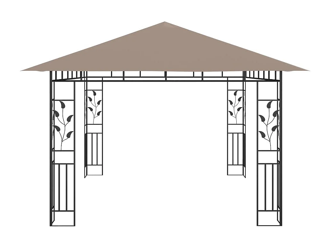 Cenador con mosquitera gris taupe 4x3x2,73 m 180 g/m²