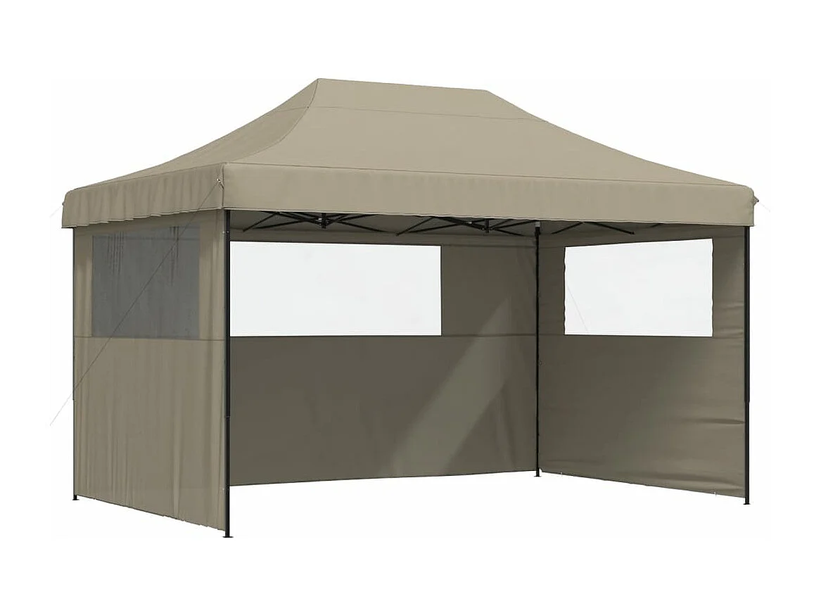 Tente de réception pliable escamotable 3 parois latérales taupe