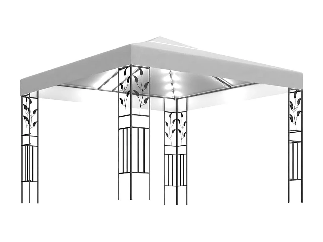 Tonnelle avec guirlande lumineuse à LED 3x3 m Blanc