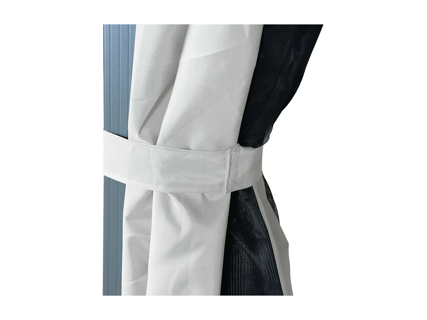 Gazebo con Tende Stringa di Luci LED 300x300 cm Crema Alluminio