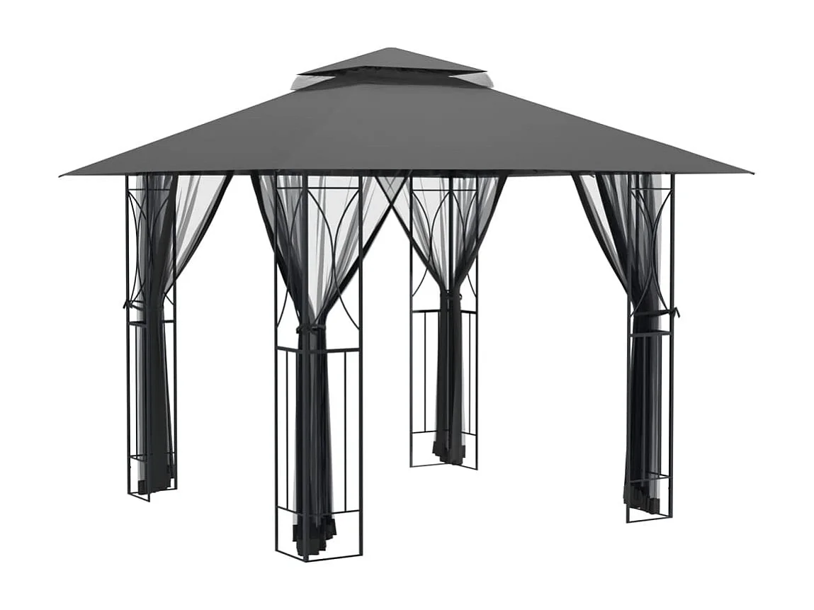 Belvédère avec parois latérales anthracite 300x300x270 cm acier