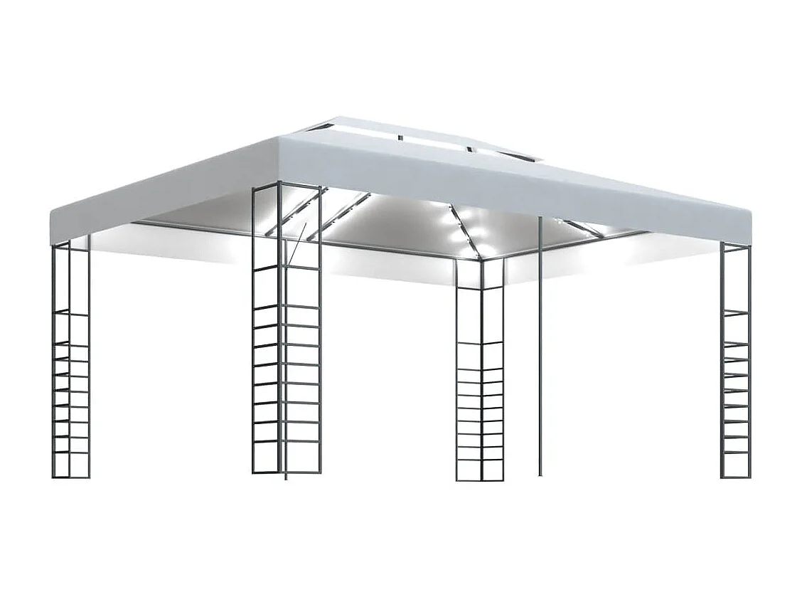 Tonnelle avec guirlande lumineuse à LED 4x3x2,7 m Blanc