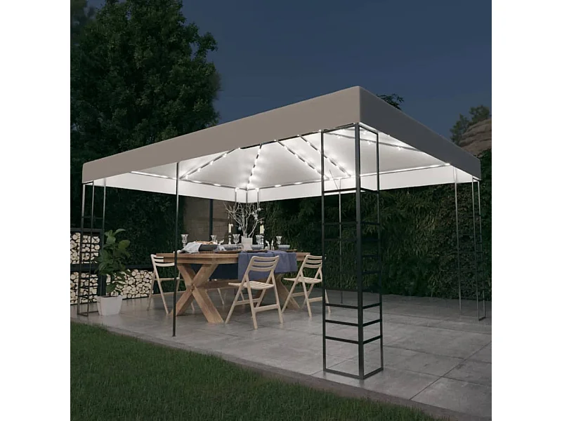 Tonnelle avec guirlande lumineuse à LED 4x3x2,7 m Blanc