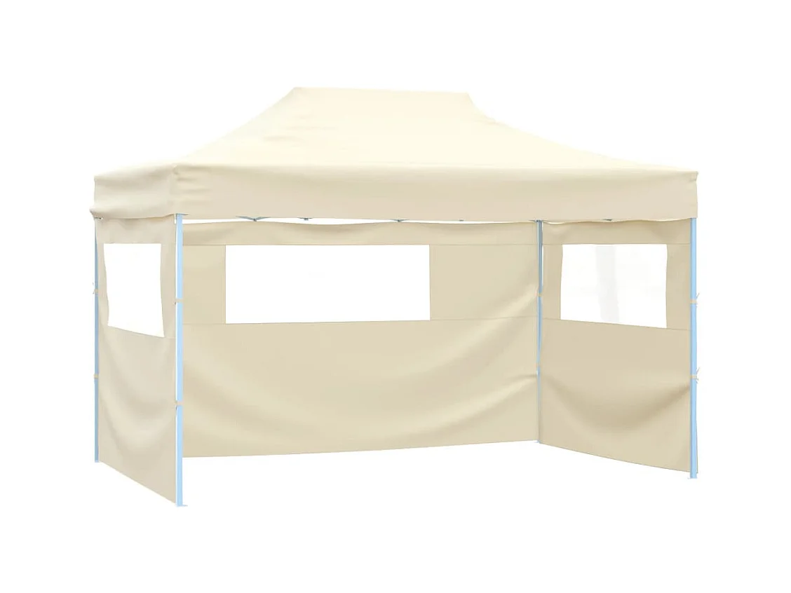 Partytent met 3 zijwanden inklapbaar 3x4 m staal crème