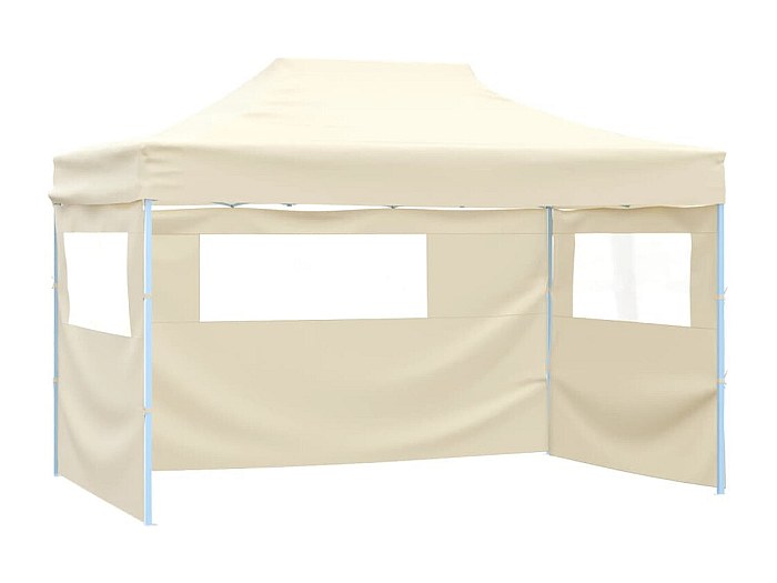 Acciaio Crema Gazebo Pieghevole VidaXL 2x2m - Con 2 Pareti