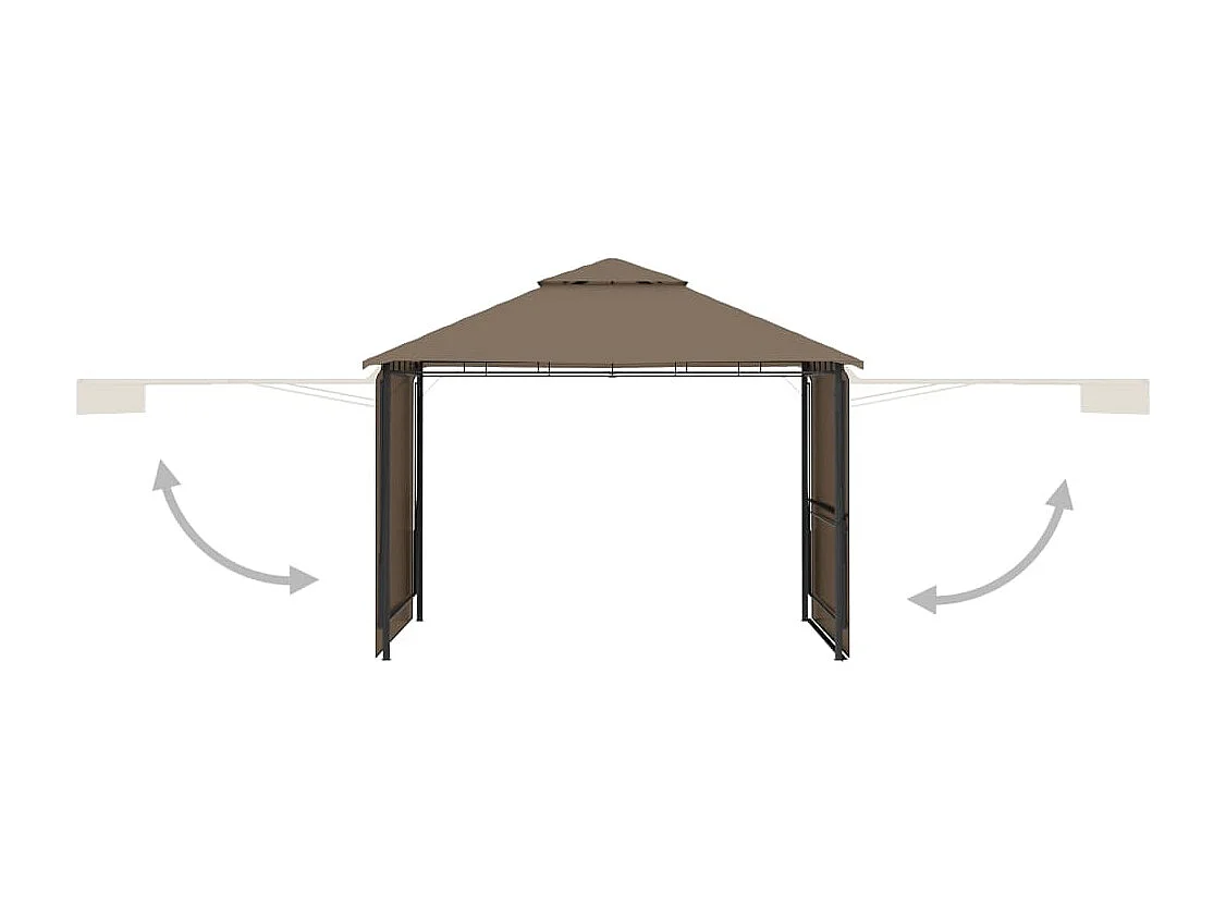 Belvédère et double toits étentus 3x3x2,75 m Taupe 180g/m²