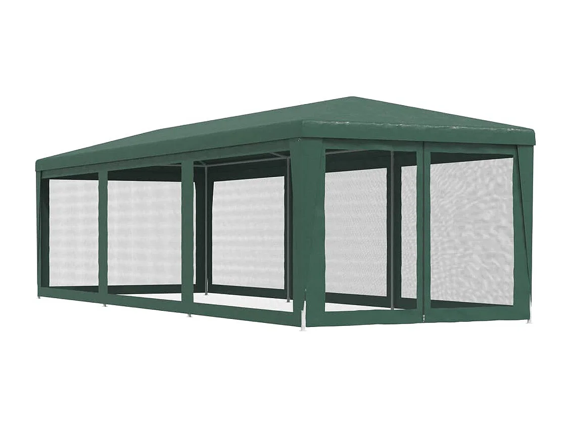 Tente de fête avec 8 parois latérales en maille Vert 3x9 m PEHD