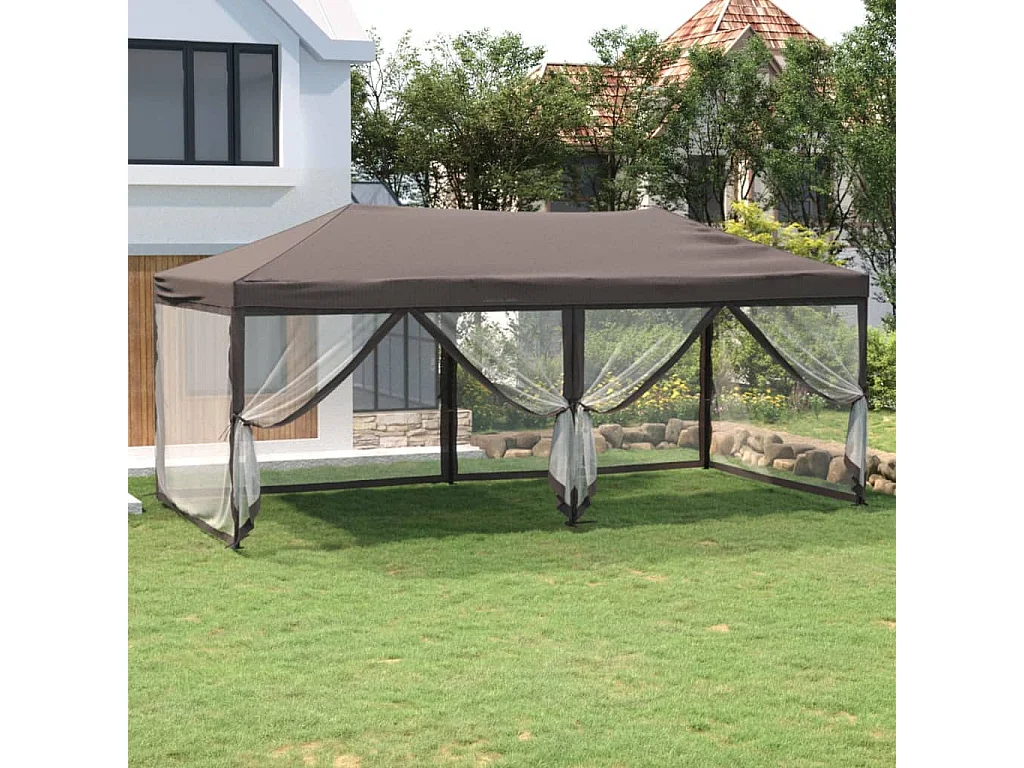 Tente de réception pliable avec parois Taupe 3x6 m