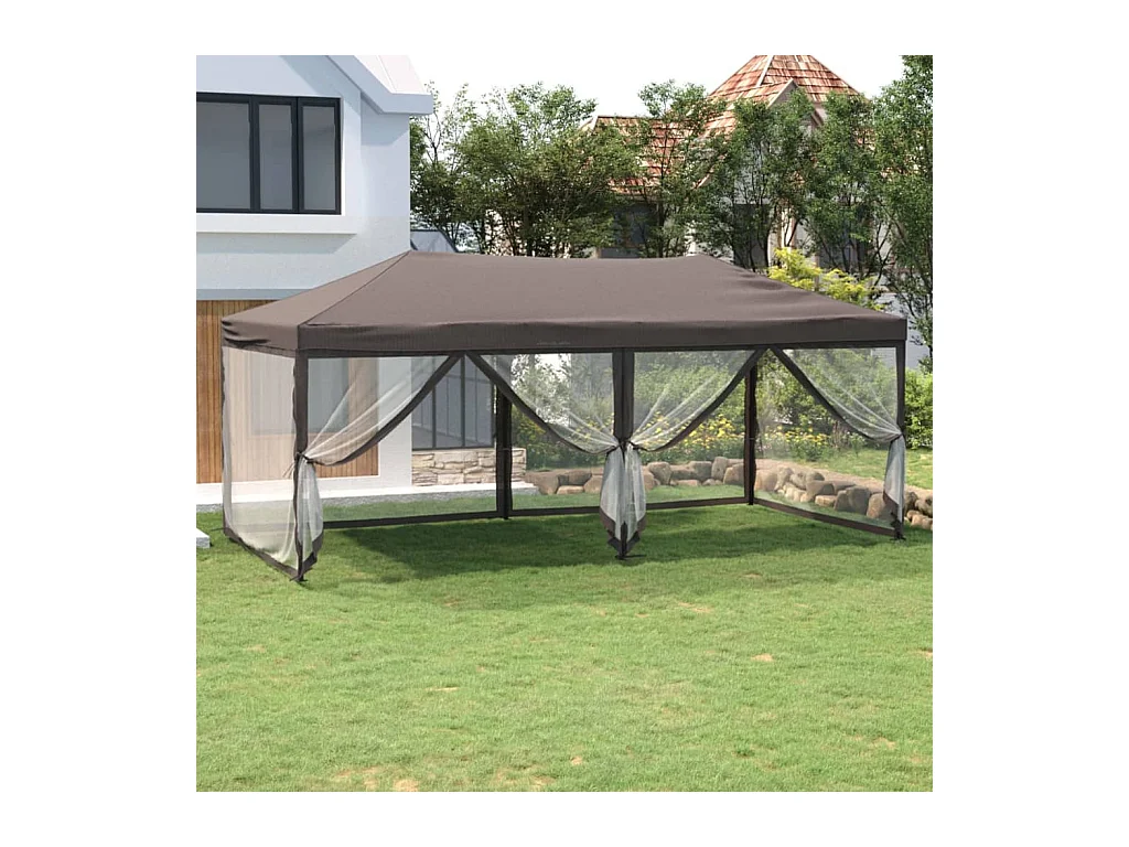 Partyzelt Faltbar mit Seitenwänden Taupe 3x6 m