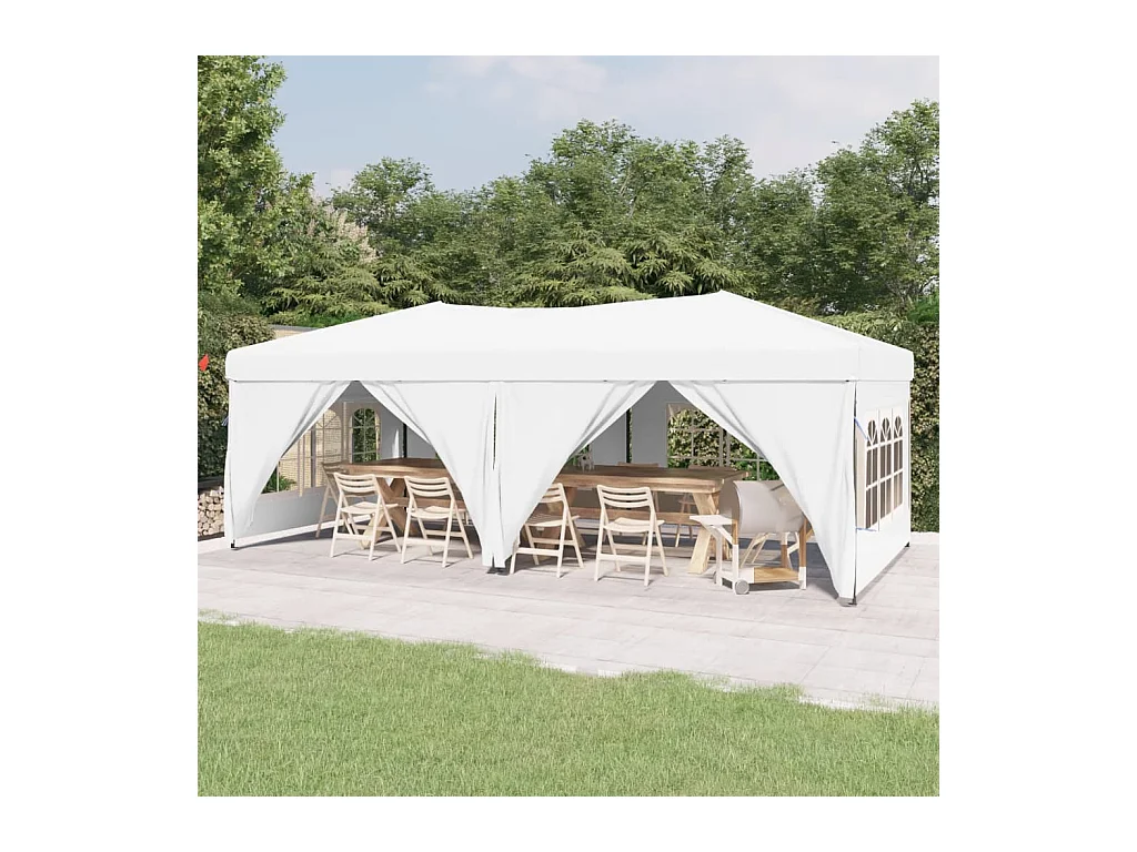 Tente de réception pliable avec parois Blanc 3x6 m