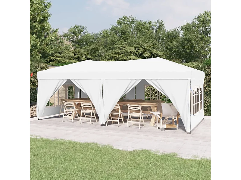 Carpa para fiestas plegable con paredes laterales blanca 3x6 m