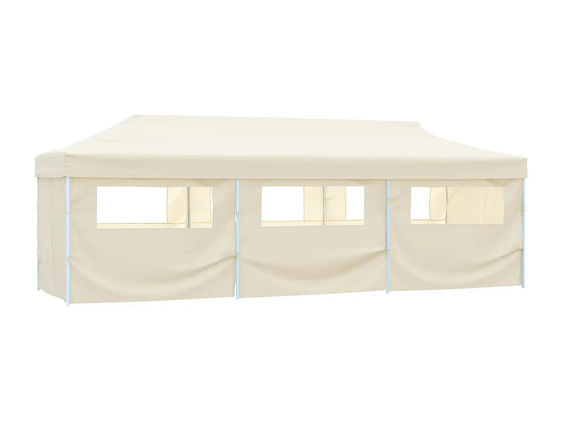 Tente de réception pliable avec 8 parois 3x9 m Blanc cassé
