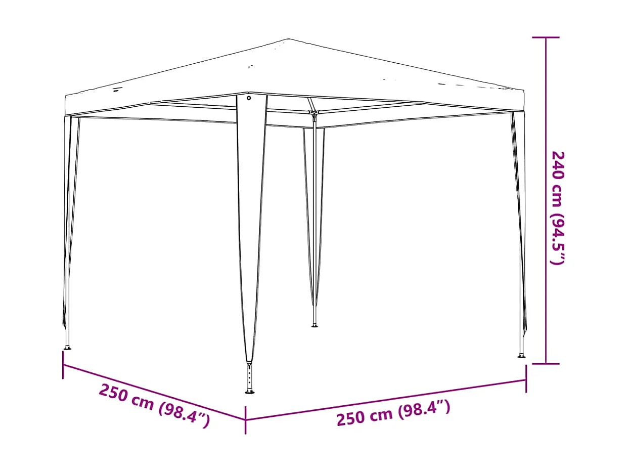 Partytent professioneel 90 g/m² 2,5x2,5 m antraciet