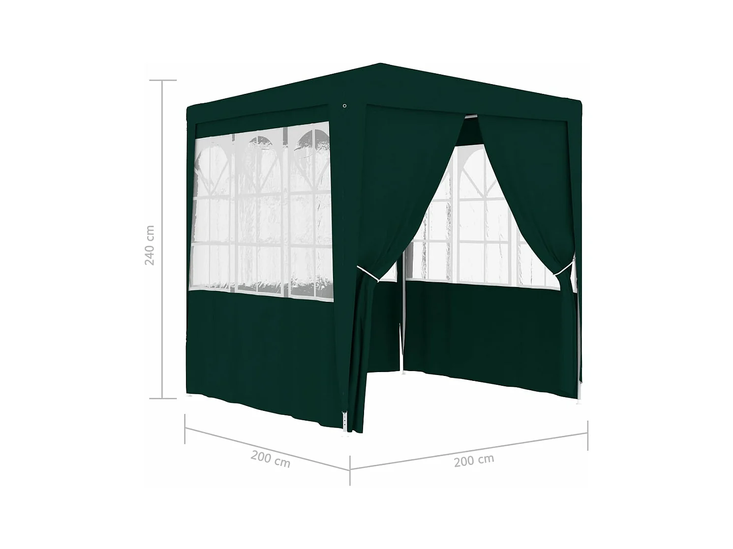 Gazebo Professionale con Pareti 2x2 m Verde 90 g/m²