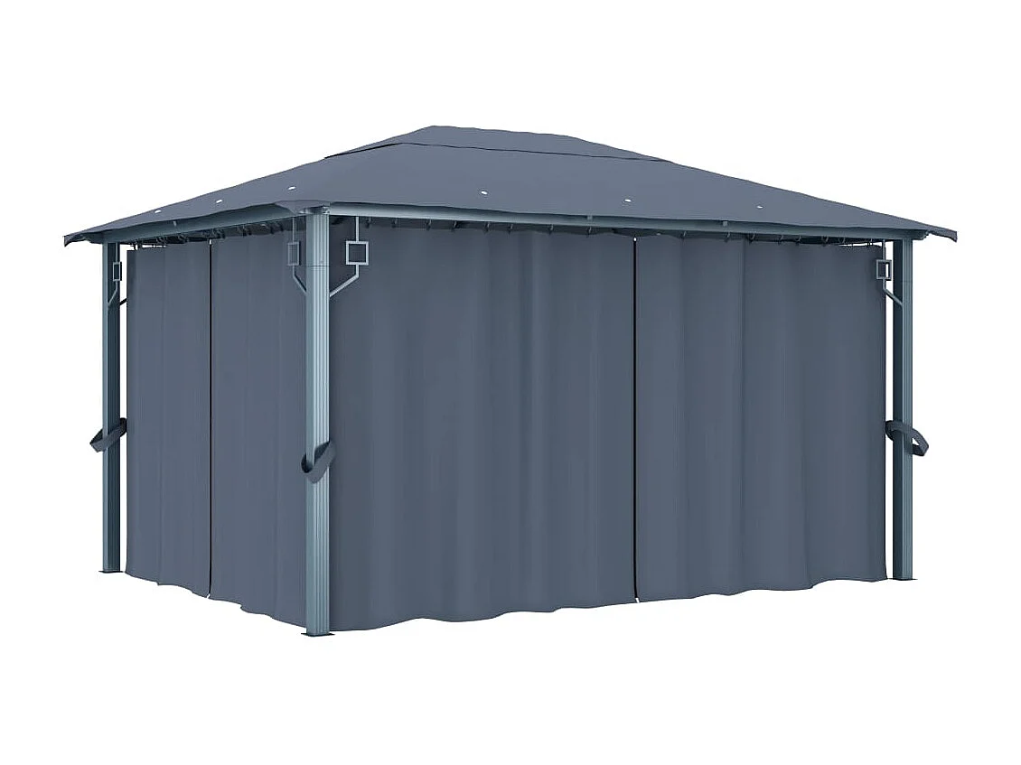 Pavillon mit Vorhängen 400×300 cm Anthrazit Aluminium