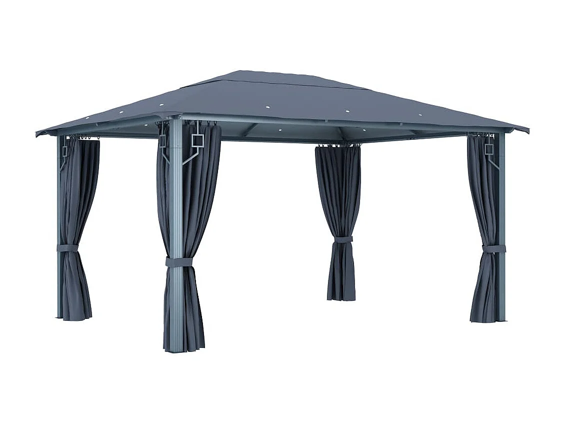Pavillon mit Vorhängen 400×300 cm Anthrazit Aluminium
