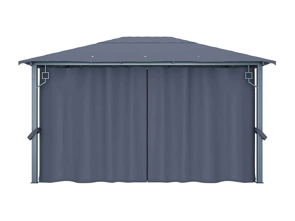 Pavillon mit Vorhängen 400×300 cm Anthrazit Aluminium