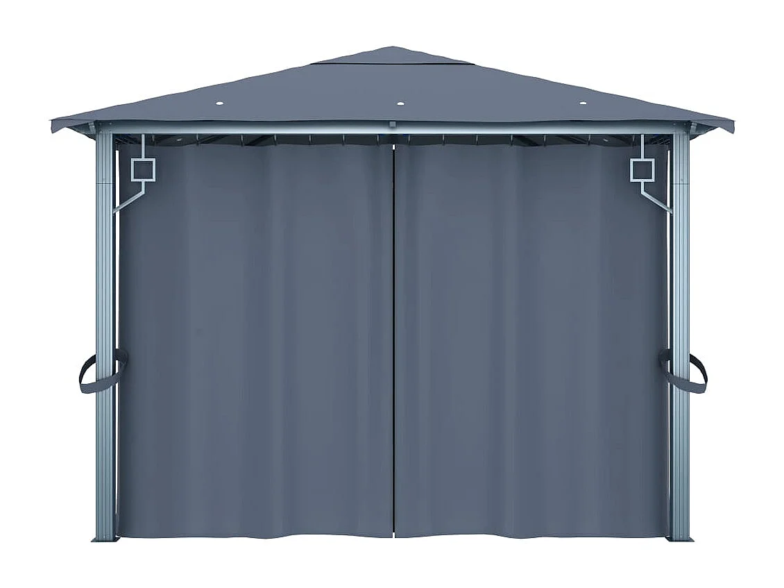 Pavillon mit Vorhängen 400×300 cm Anthrazit Aluminium