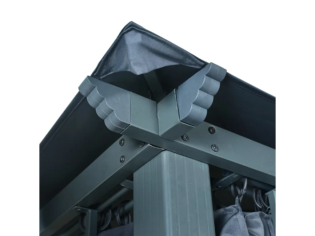 Pavillon mit Vorhängen 400×300 cm Anthrazit Aluminium