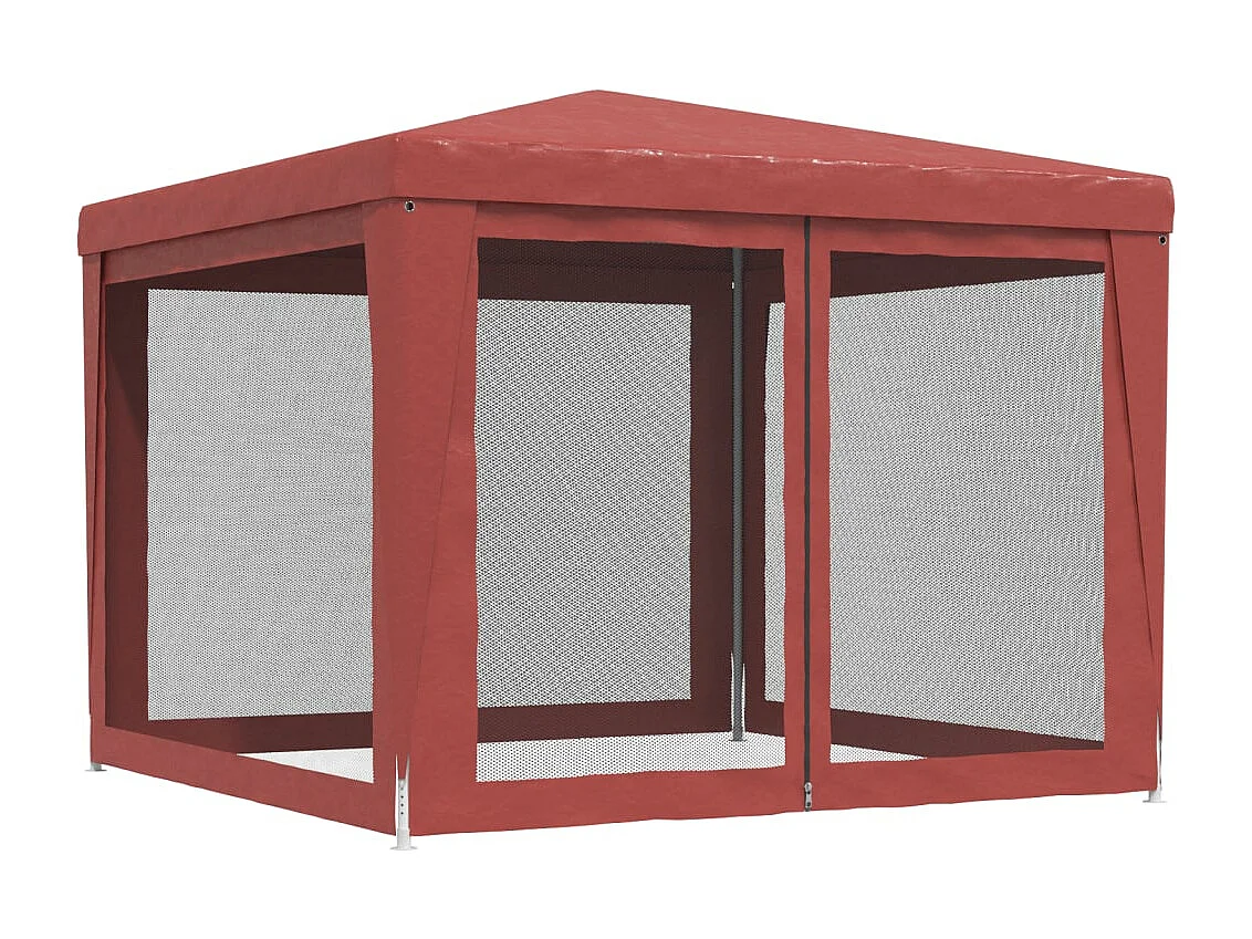 Tente de fête avec 4 parois latérales en maille Rouge 3x3m PEHD
