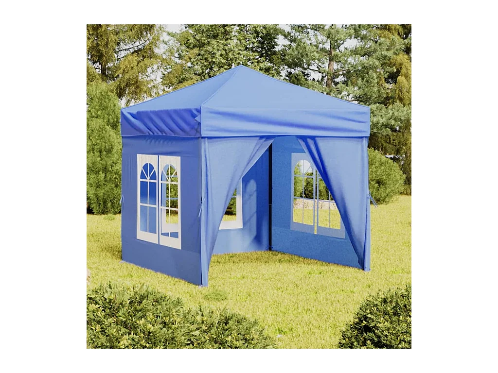 Partytent inklapbaar met zijwanden 2x2 m blauw