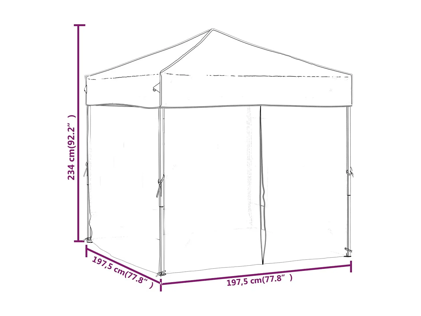 Tenda per Feste Pieghevole con Pareti Laterali Blu 2x2 m