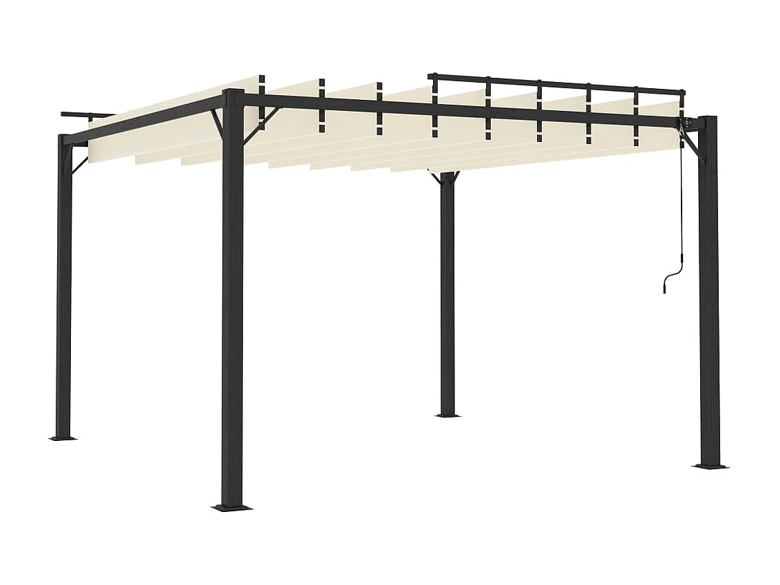 Prieel met lamellendak 3x3 m stof en aluminium crèmekleurig