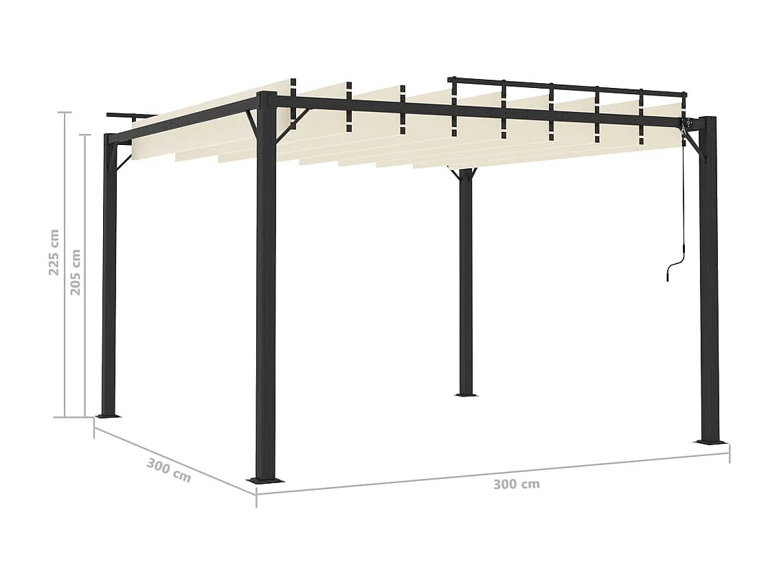 Prieel met lamellendak 3x3 m stof en aluminium crèmekleurig