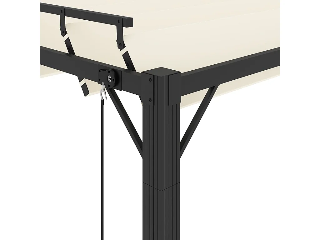 Gazebo con Tetto a Lamelle 3x3 m in Tessuto Crema e Alluminio
