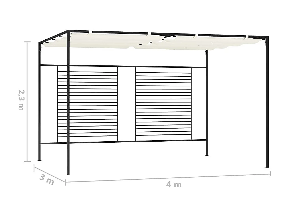 Gazebo com telhado retrátil 3x4x2,3 m 180 g/m² cor creme
