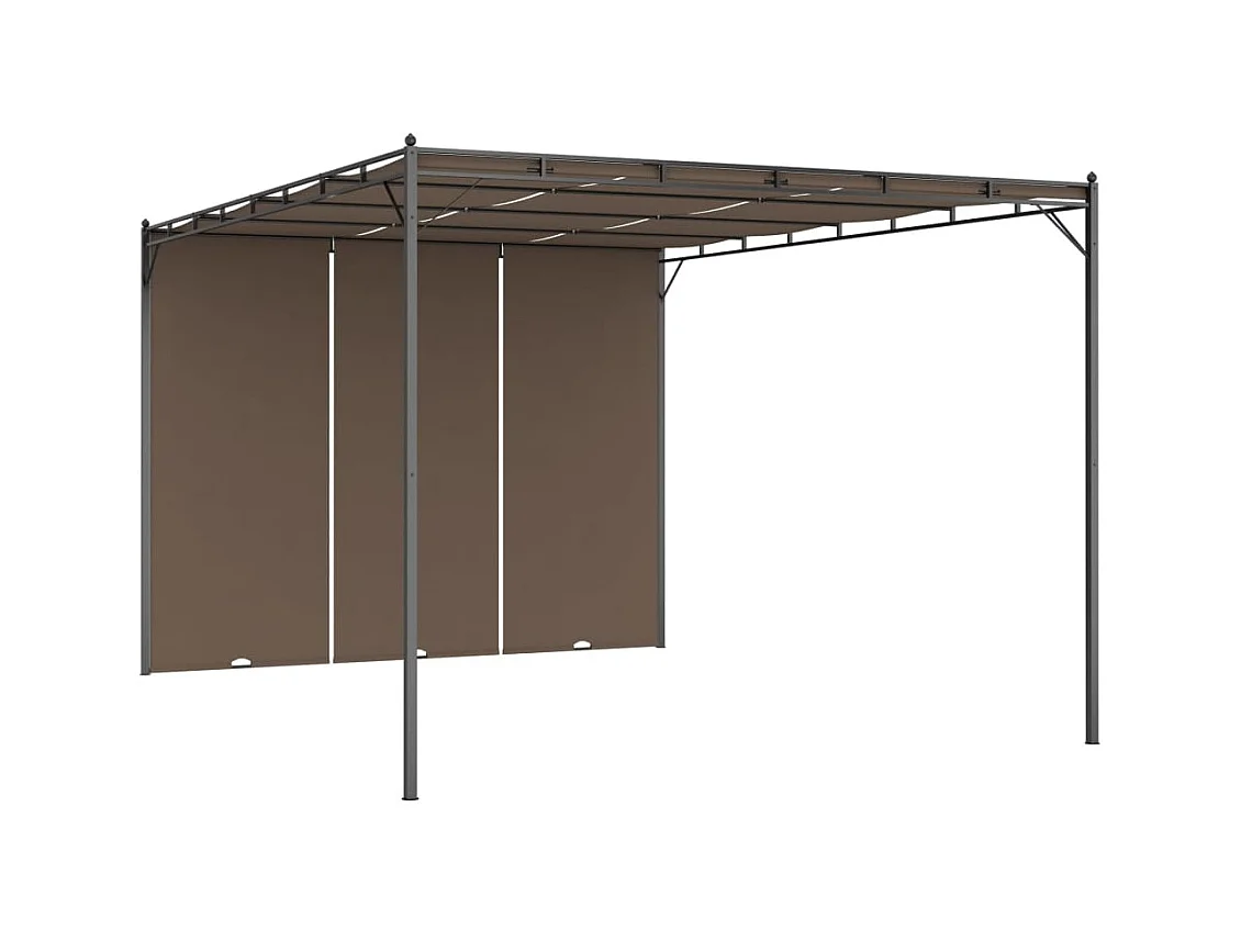Gartenpavillon mit Seitenvorhang 4x3x2,25 m Taupe