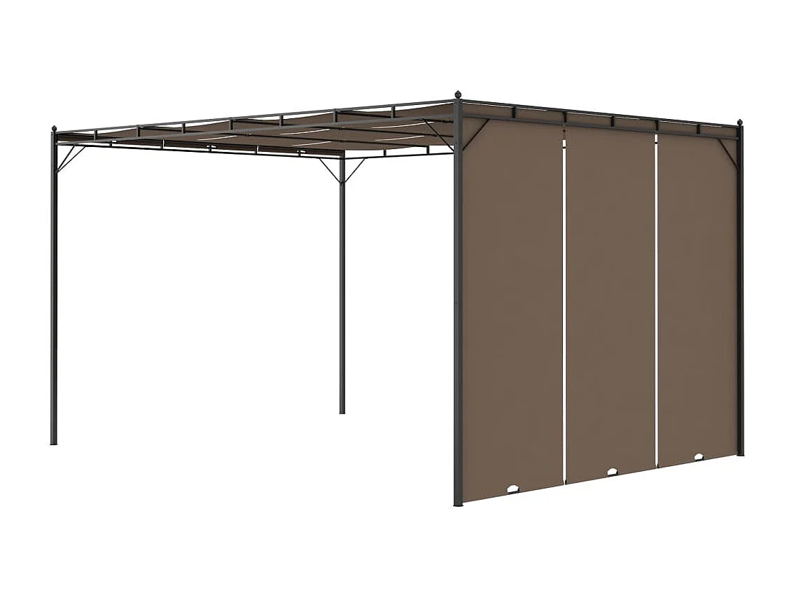 Belvédère de jardin avec rideau latéral 4x3x2,25 m Taupe