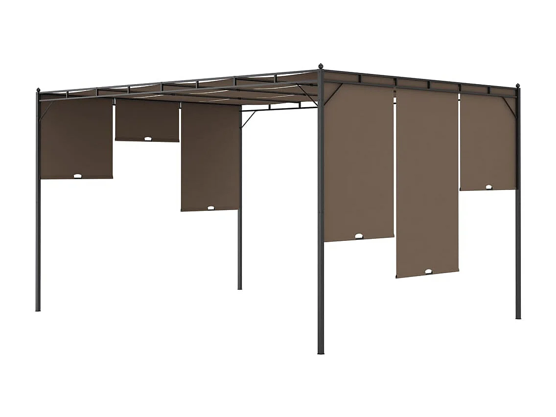 Belvédère de jardin avec rideau latéral 4x3x2,25 m Taupe
