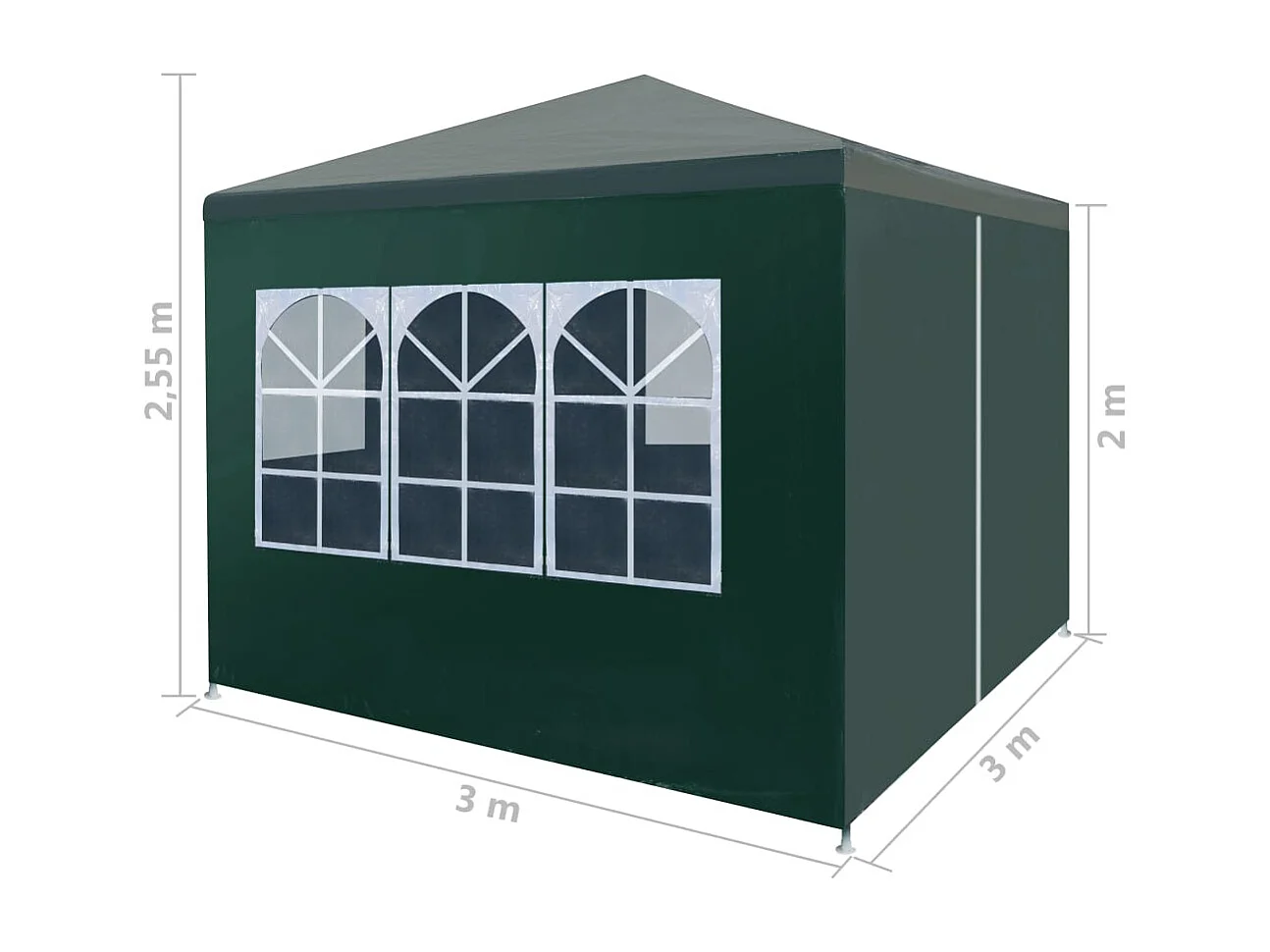 Tente de réception 3 x 3 m Vert
