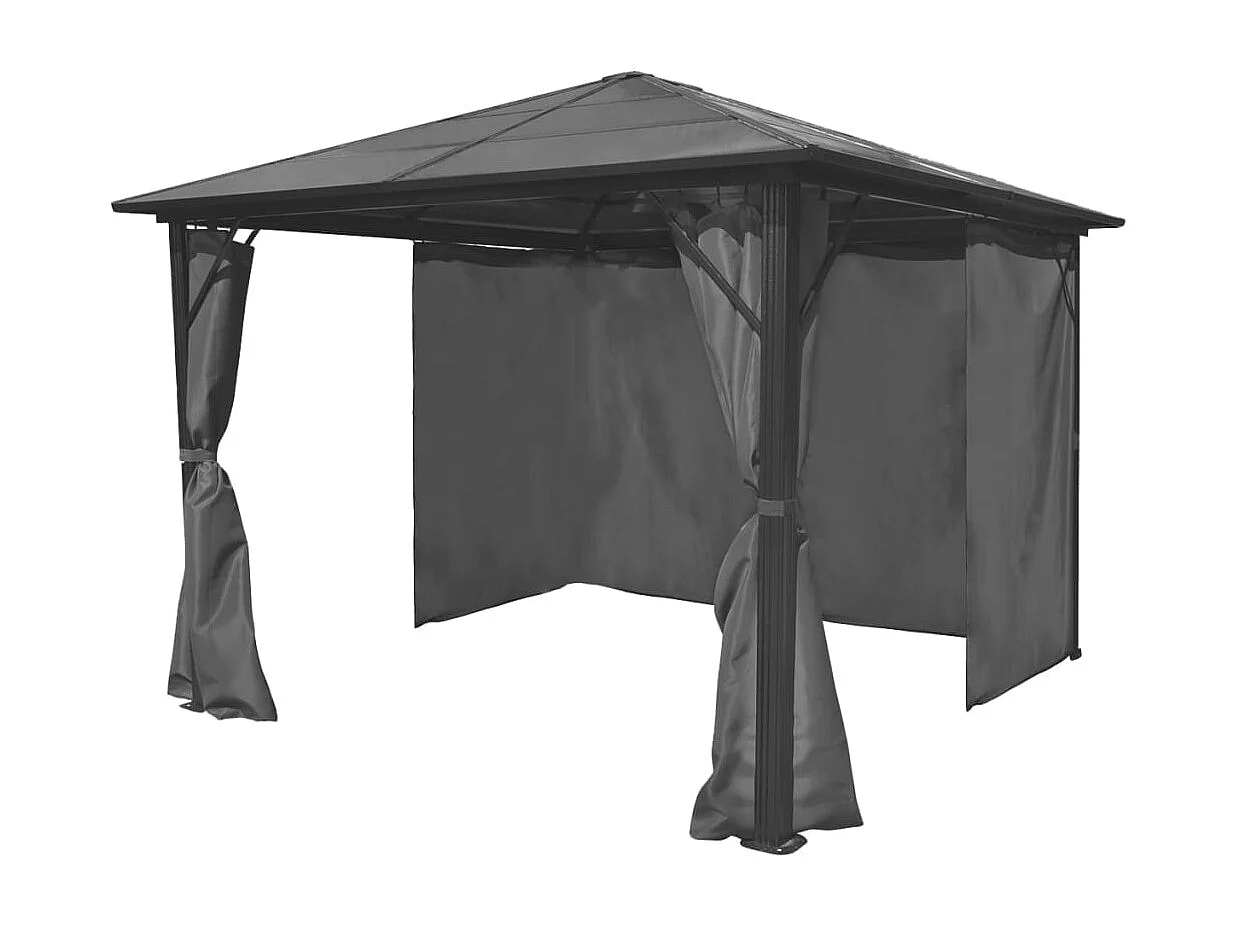 Belvédère avec rideau Anthracite Aluminium 300 x 300 cm