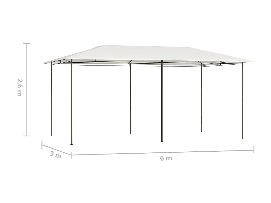 Gazebo 2,98x5,3x2,59 m 160 g/m² cor creme