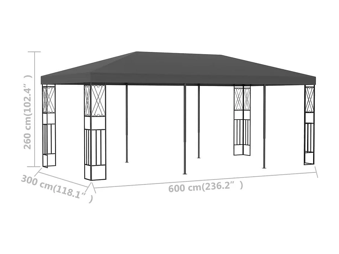 Cenador tela gris antracita 3x6 m