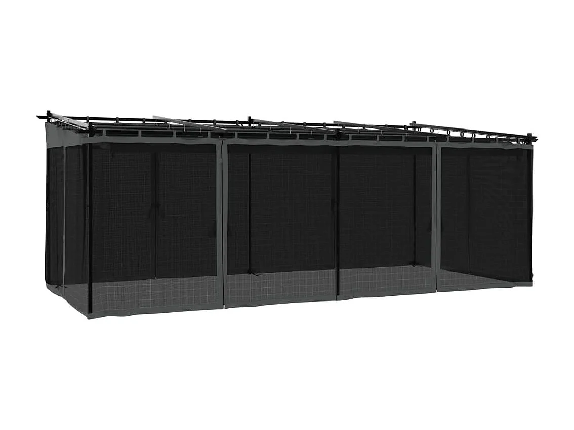 Tonnelle avec parois en filet anthracite 6x3 m acier