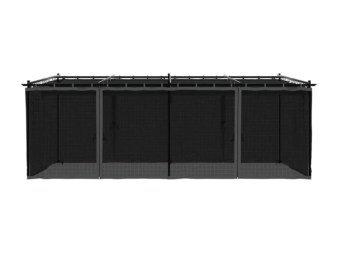 Tonnelle avec parois en filet anthracite 6x3 m acier