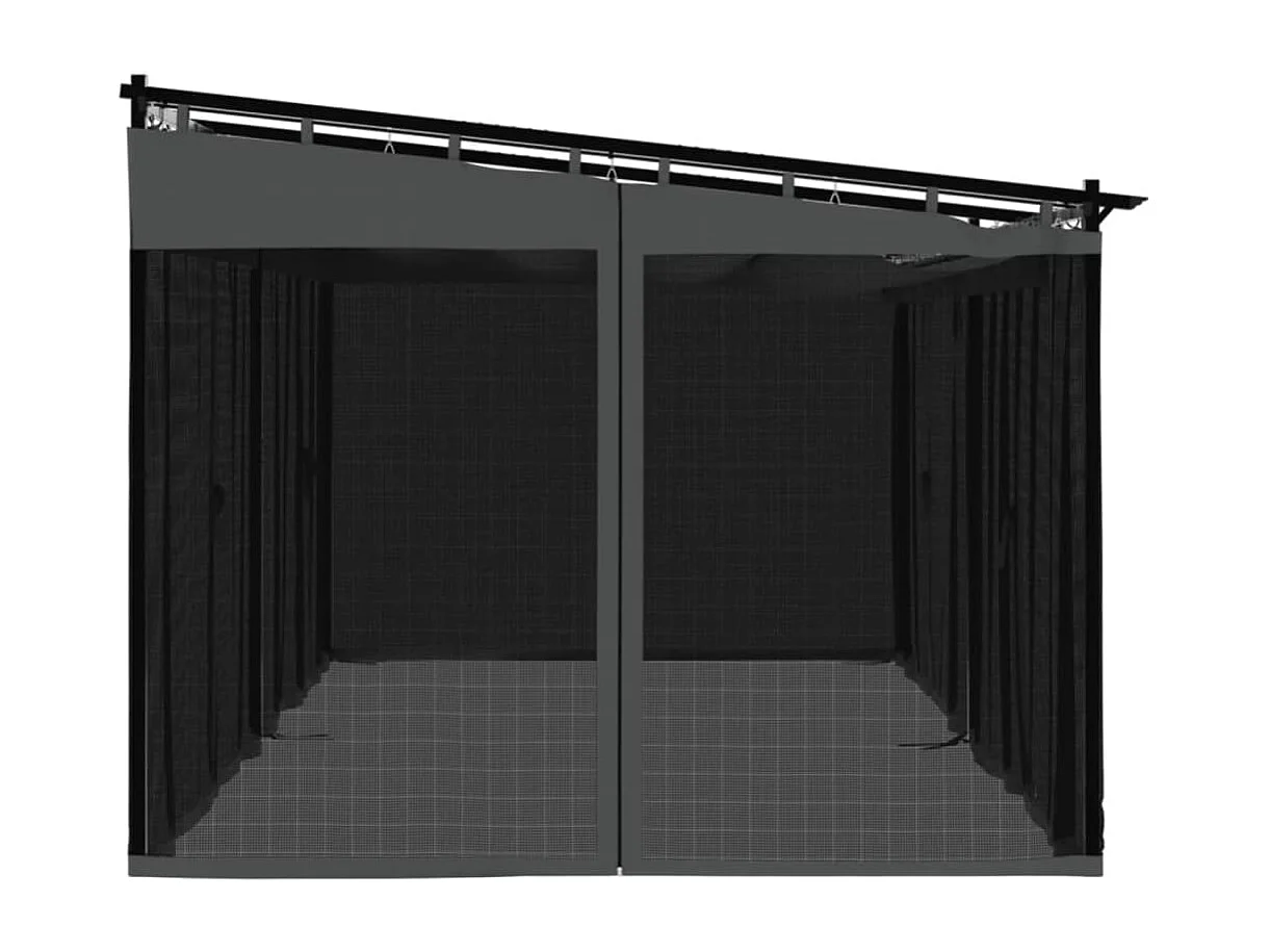 Tonnelle avec parois en filet anthracite 6x3 m acier